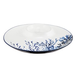Блюдо, 32 см, керамика К, белое, круглое, Синие кораллы, Blue Coral, 63292