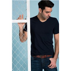 Lee Cooper Erkek Kaleb V Yaka T-Shirt Lacivert 198 LCM 242002