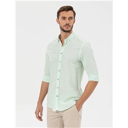 Yeşil Slim Fit Uzun Kollu Gömlek