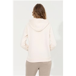 Kadın Ekru Kapüşonlu Basic Sweatshirt