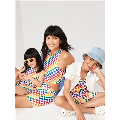 Printed One-Piece Henley Swimsuit for Toddler Girls