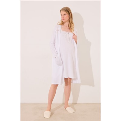 Bata midi "maternity" blanco