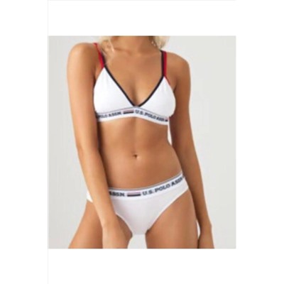 U.S. Polo Assn., Kadın Beyaz Büstiyer Slip Takım 66254 Polo66254
