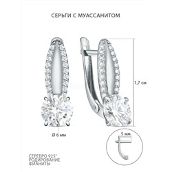 Кольцо из серебра с муассанитом и фианитами родированное S1180231010р16128