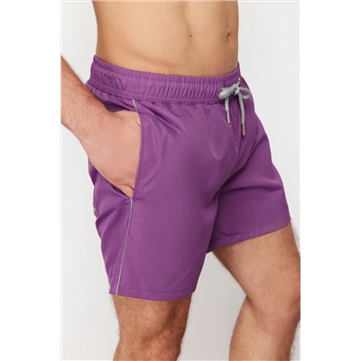 TRENDYOL MAN Koyu Mor Garnili Standart Boy Mayo Deniz Şortu TMNSS20DS0022