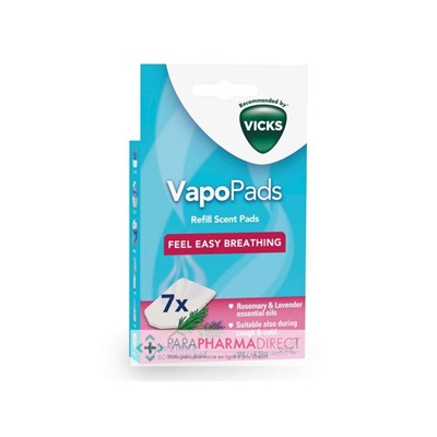 Vicks VapoPads Feel Easy Breathing Lavande Romarin 3 mois+ x7 Recharges