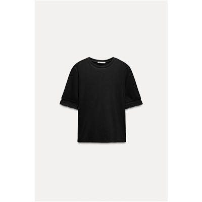 RIBBED TOP WITH EMBELLISHED TRIM