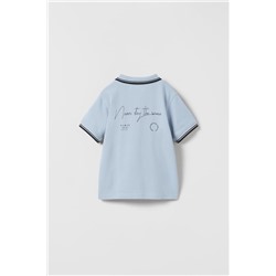 RIBBED POLO SHIRT WITH SLOGANS