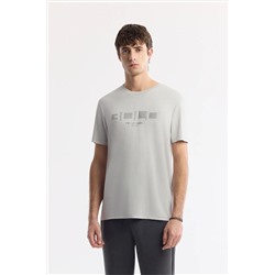 Avva, Erkek Açık Gri Bisiklet Yaka Baskılı Shoft Touch Flamlı T-Shirt A51Y1138