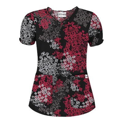 UA Exotica Black Keyhole Scrub Top