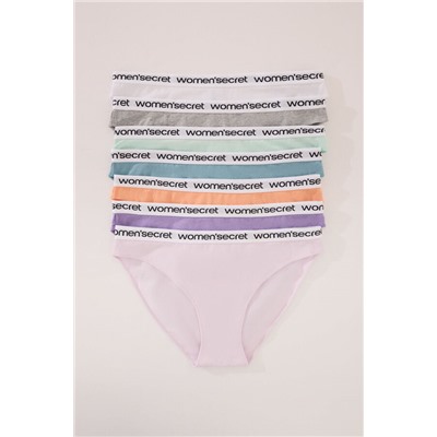 Pack 7 bragas clásicas algodón colores vivos