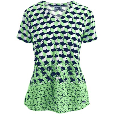 Grey's Anatomy Scrubs Classic Fit Illusion Print Top