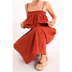 Vestido evasé Rojo teja