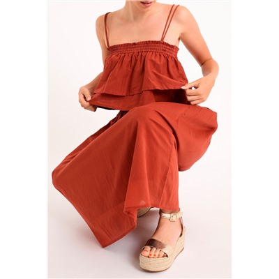 Vestido evasé Rojo teja