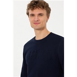 Erkek Lacivert Basic Bisiklet Yaka Sweatshirt