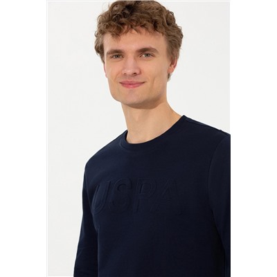 Erkek Lacivert Basic Bisiklet Yaka Sweatshirt