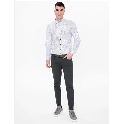 Haki Slim Fit Uzun Kollu Gömlek