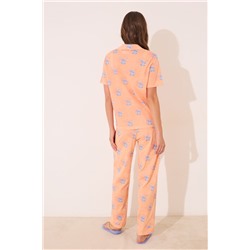 Pijama camisero Lilo & Stitch algodón naranja