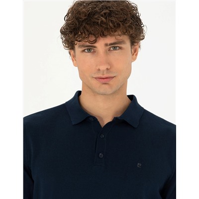Koyu Lacivert Slim Fit Basic Kazak