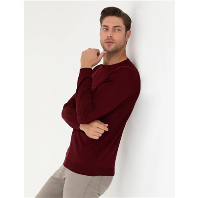 Kırmızı Slim Fit Basic Kazak