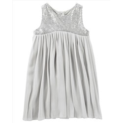 Pleated Sparkle Chiffon Dress