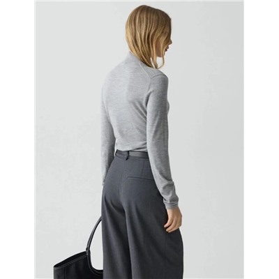 Женский элегантный шерстяной свитер с воротником-половиной на пуговицах