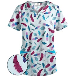 Happy Scrubs® Birds Of A Feather Jazzberry Print Scrub Top