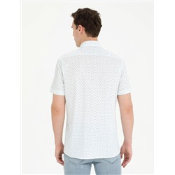 Açık Lacivert Slim Fit Kısa Kollu Gömlek