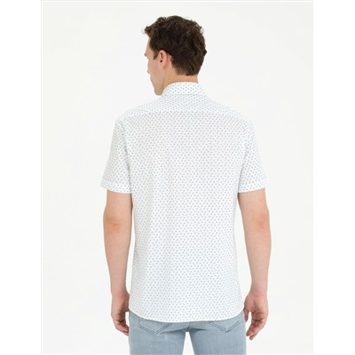 Açık Lacivert Slim Fit Kısa Kollu Gömlek