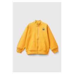 United Colors of BenettonErkek Çocuk Hardal Benetton Logolu Dik Yaka Sweatshirt Hardal Sarı