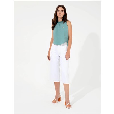 Koyu Mint Kolsuz Comfort Fit Bluz