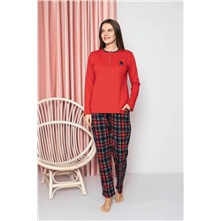 AHENGİM Woman Kadın Pijama Takımı Genç Interlok Altı Ekoseli Pamuklu Mevsimlik W20382247 1-2-10001189
