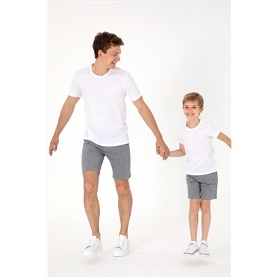 Erkek Regular Fit Bisiklet Yaka Beyaz Basic Tişört