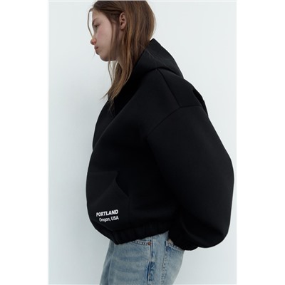 SCUBA-EFFECT BOMBER HOODIE