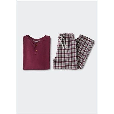 Pijama dos piezas largo cuadros -  Niño | MANGO OUTLET España