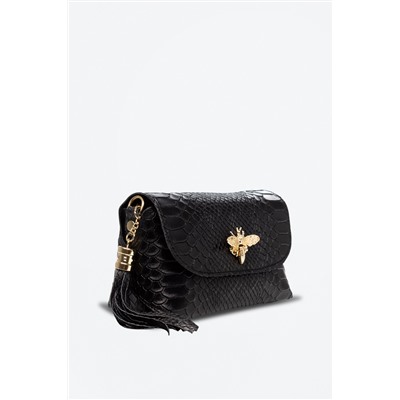 Bandolera de piel Negro y dorado - Firenze Artegiani