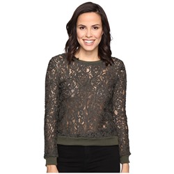 Lace Long Sleeve Textured Top