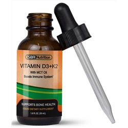 MAX ABSORPTION, Vitamin D3 + K2 (MK-7) Sublingual Liquid Drops with MCT Oil