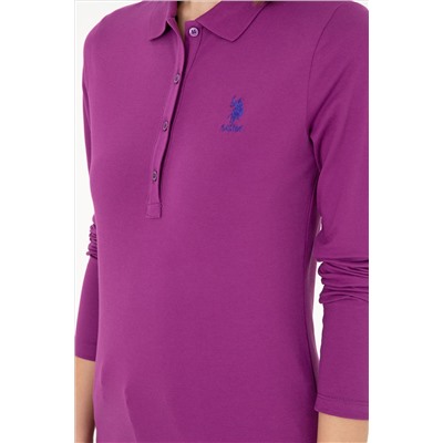 Kadın Menekşe Basic Polo Yaka Sweatshirt