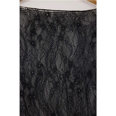 Siyah Regular Fit Kayık Yaka Dantel Esnek Örme Büyük Beden Bluz TBBAW26AF00031