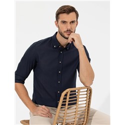 Lacivert Slim Fit Uzun Kollu Gömlek