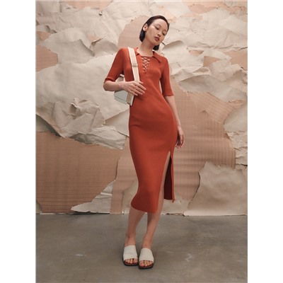 Strickkleid mit Gestreifter Struktur