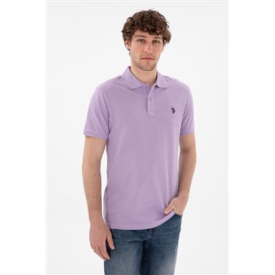 Erkek Slim Fit Polo Yaka Lila Basic Tişört