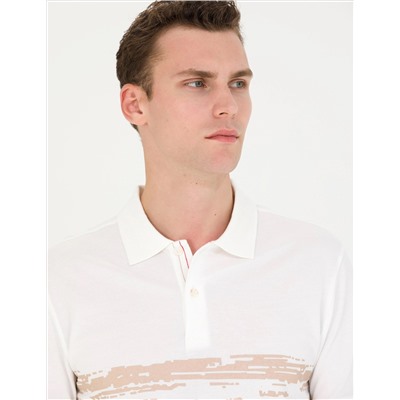 Ekru Slim Fit Polo Yaka Tişört