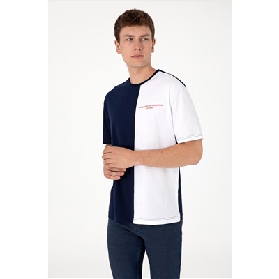 Erkek Comfort Fit Bisiklet Yaka Lacivert Tişört