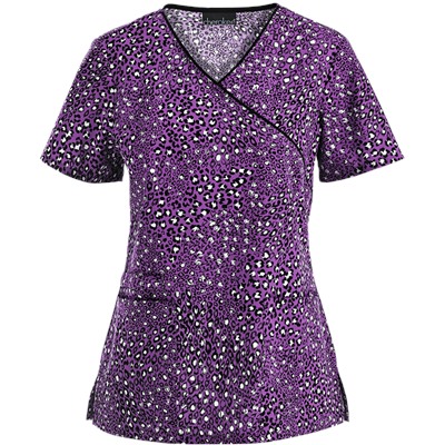 Cherokee Scrubs Safari As I Can See Mock Wrap Top
