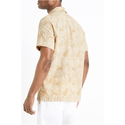 Camisa regular fit de lino - Beige