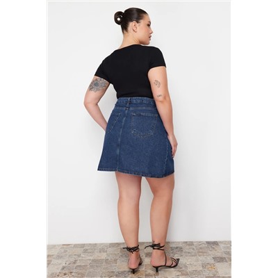 Mavi Yüksek Bel A Shape Denim Etek TBBAW23AZ00042