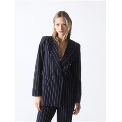STRIPED BLAZER WITH A LAPEL COLLAR