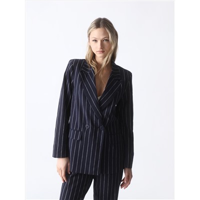 STRIPED BLAZER WITH A LAPEL COLLAR